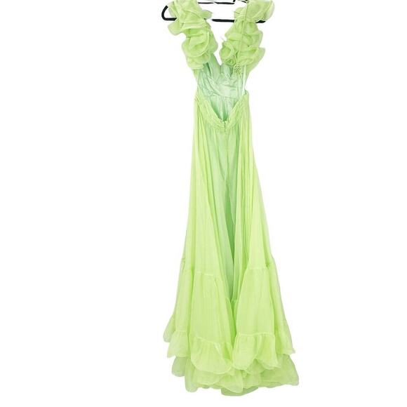 Mac Duggal Women's Green Indy A-Line Ruffled Back-Lace Chiffon Gown Size 2 NWT - Picture 10 of 14